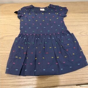 Hanna Andersson Navy Short-Sleeve Dress with Multicolor Dot Print